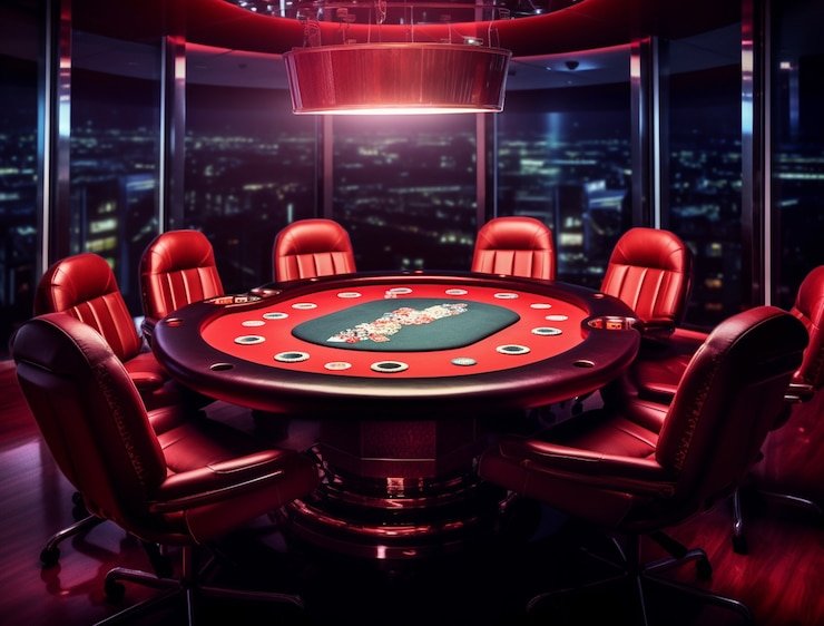 Player checking cards at Caribbean Stud Poker live table